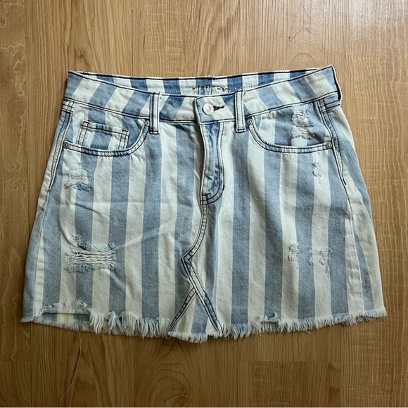Rewash Dresses & Skirts - Rewash Denim Blue and White Stripe Mini Skirt